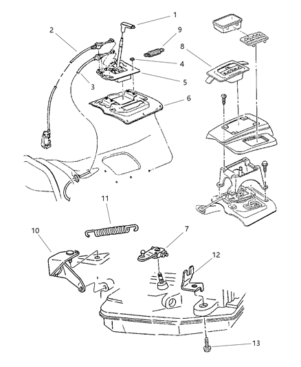 1997 Jeep Grand Cherokee Controls, Gearshift, Floor Mounted Diagram