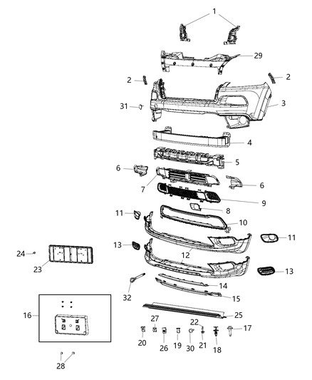2014 Jeep Cherokee Bracket-FASCIA Support Diagram for 68138374AB
