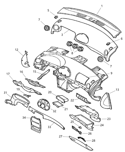 2002 Chrysler Concorde Instrument Panel Diagram 2