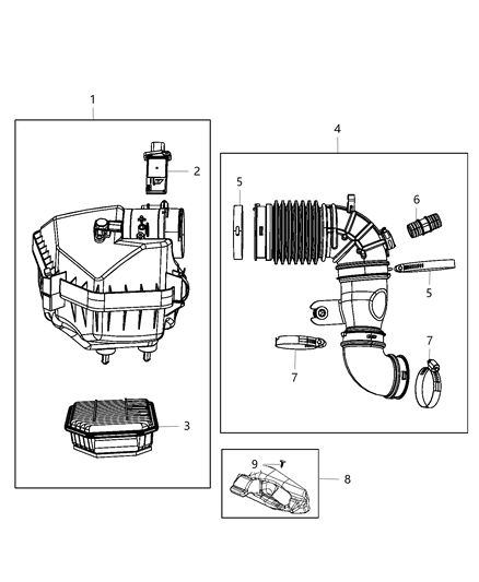 2015 Jeep Wrangler Air Cleaner Hose Diagram for 4721136AG