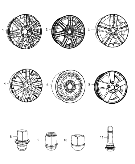 2010 Dodge Grand Caravan Wheels & Hardware Diagram