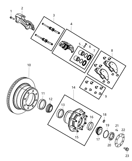 2020 Ram 3500 Cab Chassis(<10K lb.) Brakes, Rear, Disc Diagram