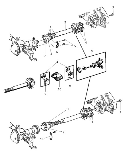 1997 Jeep Grand Cherokee Propeller Shaft, Front Diagram