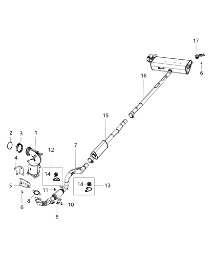 2019 Jeep Compass Exhaust Muffler Diagram for 68249231AC