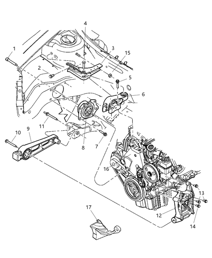 2004 Dodge Neon Mount, Front Engine Diagram 3