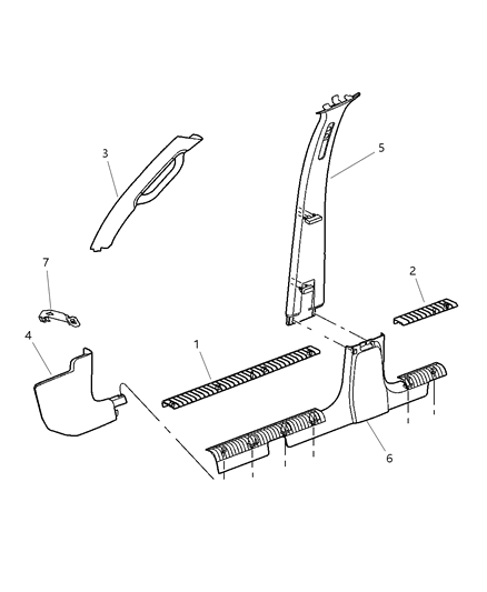 2003 Jeep Liberty Panel-B Pillar Trim Panel Diagram for 5GE60WL5AI