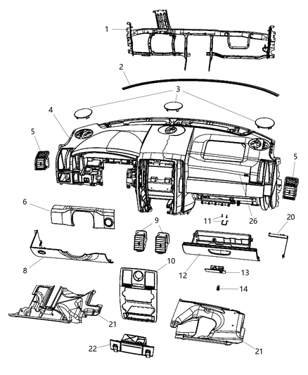 2010 Chrysler 300 Panel-Instrument Panel Diagram for 1MD471J1AA