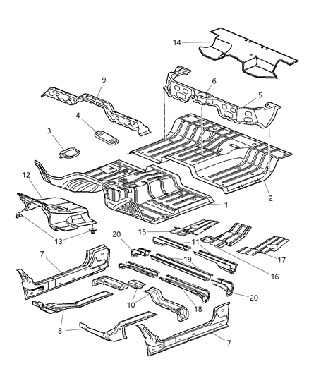 2006 Dodge Ram 3500 SILENCER-Floor Pan Diagram for 55350920AJ