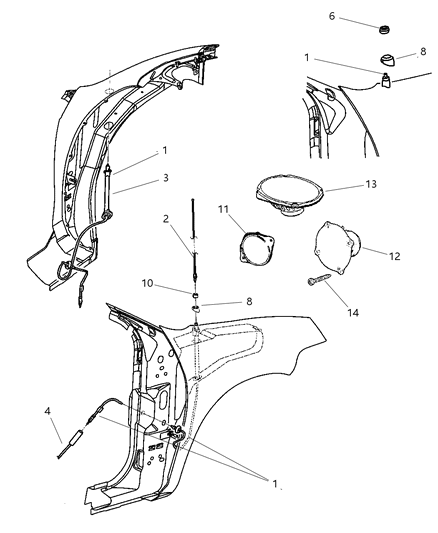 2001 Dodge Neon Cable-Antenna Extension Diagram for 5269216AC
