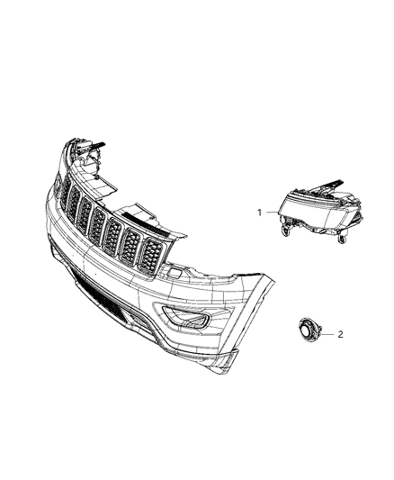 2019 Jeep Grand Cherokee Lamps, Front Diagram 3