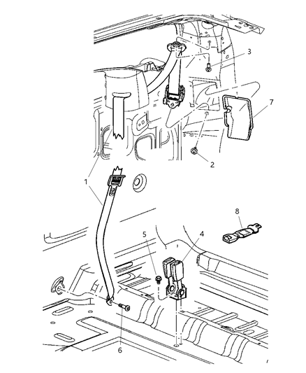 2005 Dodge Durango Rear Outer Seat Belt Diagram for 5HP641D5AE