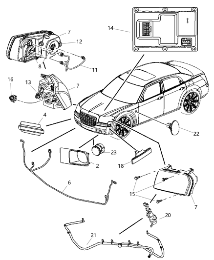 2006 Dodge Charger Headlight Front Lamp Left Diagram for 4806165AC