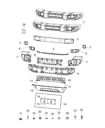 2020 Jeep Wrangler Bumper, Front Diagram 3
