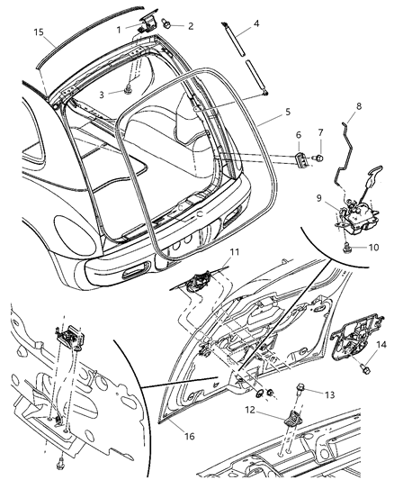 2007 Chrysler PT Cruiser Handle-LIFTGATE Diagram for ZK71CYDAC