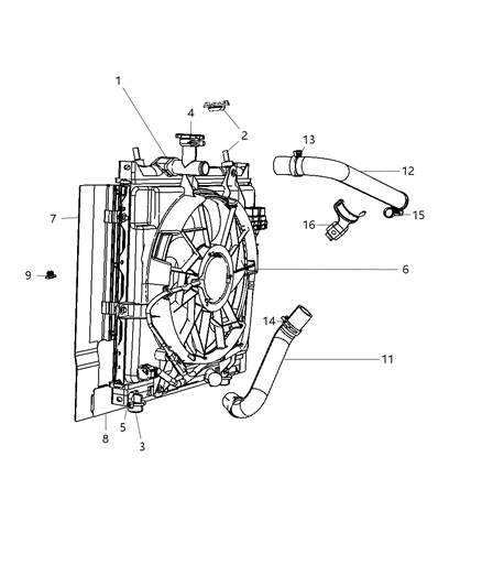 2008 Chrysler PT Cruiser Radiator & Related Parts Diagram 2