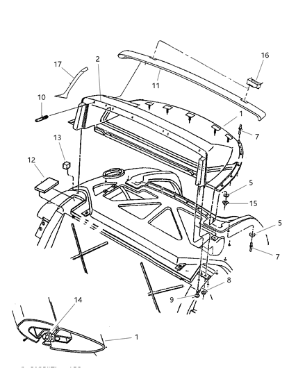 1998 Dodge Viper Bracket-Quarter Trim Diagram for 4848876AA