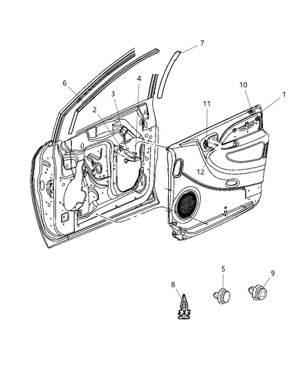 2006 Dodge Caravan Panel-Front Door Trim Diagram for SJ371D5AH