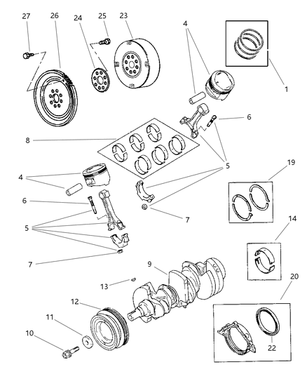 1999 Chrysler Sebring Convertible Crankshaft , Piston And Torque Converter Diagram 2