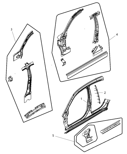 2008 Dodge Avenger Panel-Body Side Aperture Inner Diagram for 5008726AC