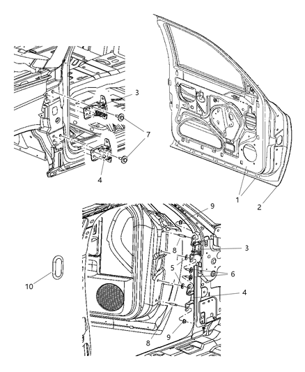 2005 Dodge Dakota Door-Front Diagram for 55359308AB