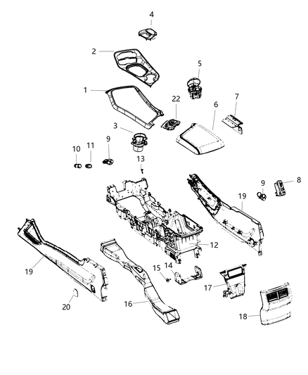 2017 Dodge Challenger Duct-Floor Console Diagram for 68218356AB