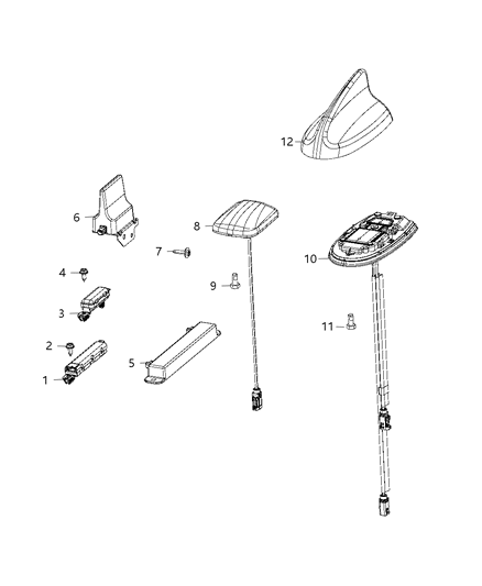 2019 Dodge Charger Antenna-Cable & Base Assembly Diagram for 68281281AA