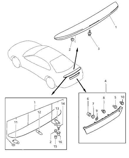 1999 Chrysler Sebring Coupe Rear Air Spoiler Diagram