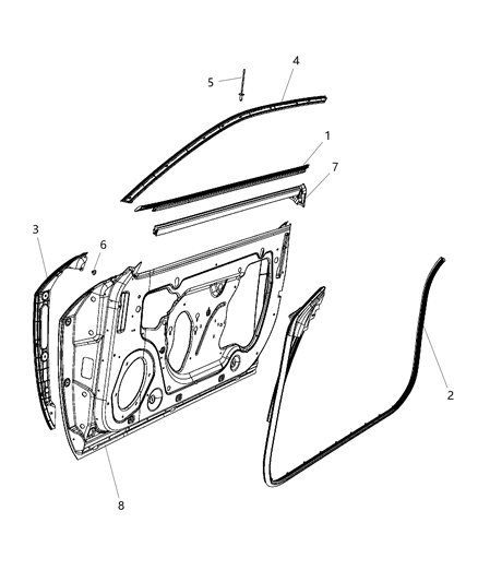 2008 Dodge Challenger Weatherstrips - Front Door Diagram