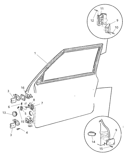 1999 Jeep Cherokee Dr Check-Front Door Diagram for 55235571AB