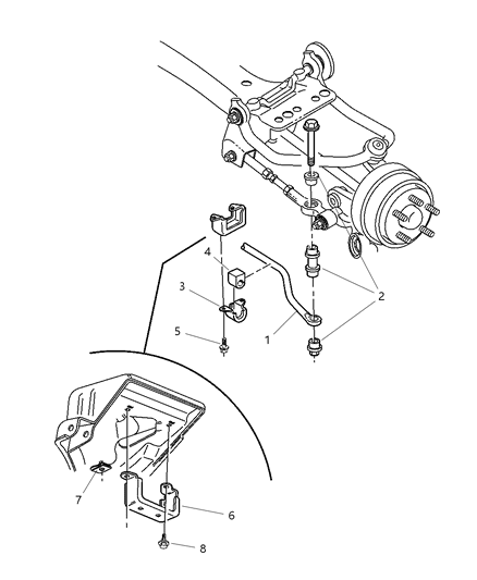 2004 Chrysler Sebring Sedan & Convertible Sway Bar - Rear Diagram