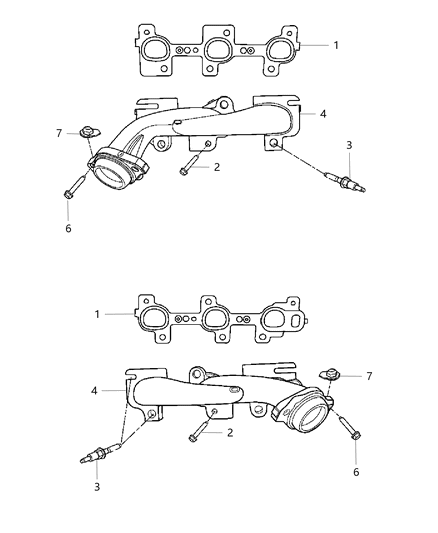 2008 Dodge Dakota Exhaust Manifolds & Heat Shields Diagram 1