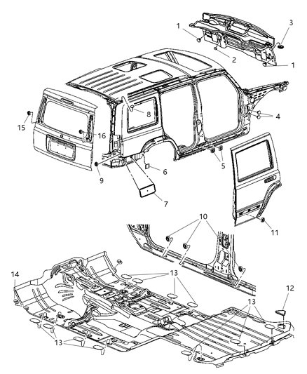 2007 Jeep Commander Plug-Body Diagram for 55396896AB