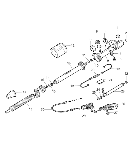 2004 Chrysler Crossfire Transmission Gearshift Control Cable Diagram for 5096646AA