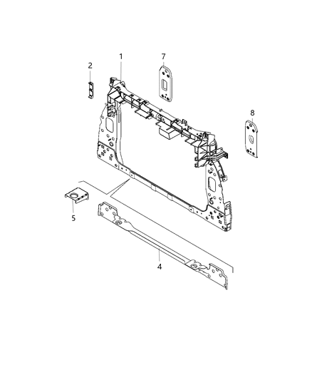 2019 Jeep Renegade Radiator Bracket Diagram for 68439584AA