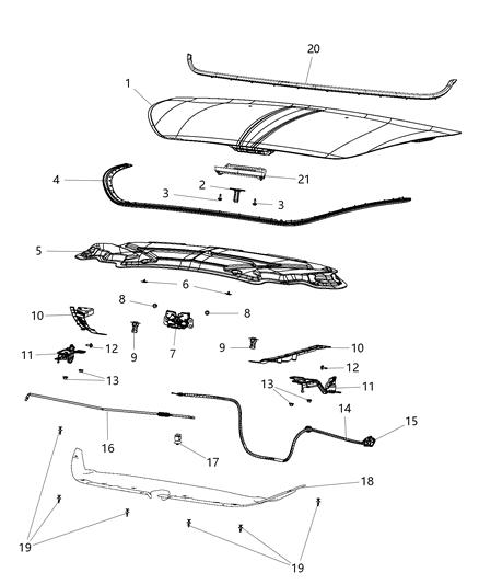 2015 Dodge Dart Hood & Related Parts Diagram 1