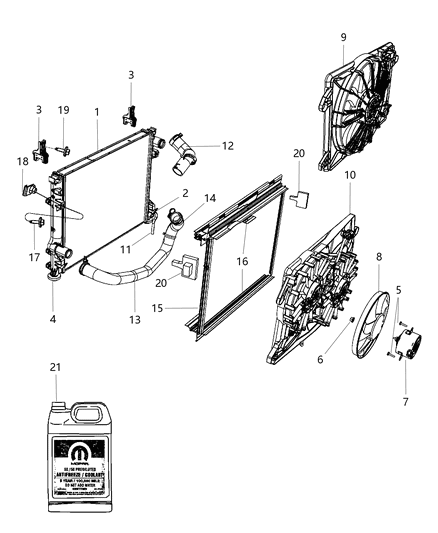 2012 Dodge Challenger Radiator & Related Parts Diagram