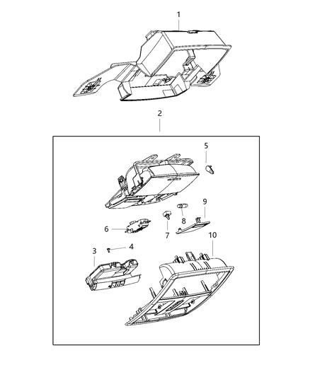 2020 Dodge Challenger Housing-Overhead Console Diagram for 1AH29DX9AB