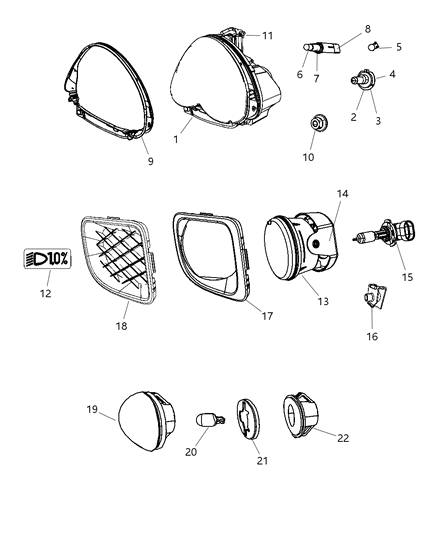 2010 Chrysler PT Cruiser Lamps, Front Diagram