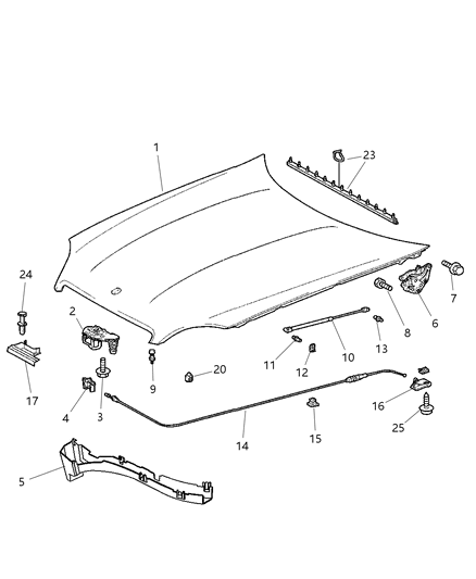 2004 Chrysler Crossfire Catch-Hood Diagram for 5096731AA