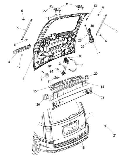 2016 Chrysler Town & Country Liftgate Hinge Diagram for 5020858AC