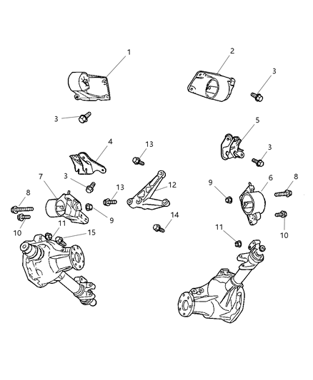 2001 Dodge Durango Engine Mounting, Front Diagram 1