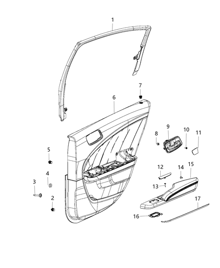 2019 Dodge Charger Panel-Rear Door Trim Diagram for 5SD881X9AH