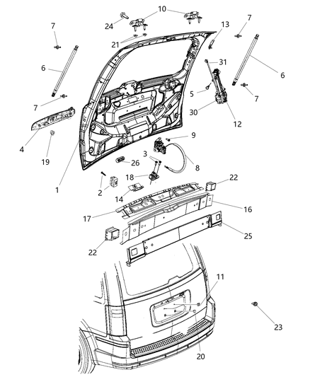 2014 Ram C/V Liftgate Latch Diagram for 4589581AF