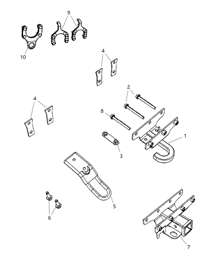 2007 Jeep Wrangler Tow Hooks & Trailer Hitch Diagram