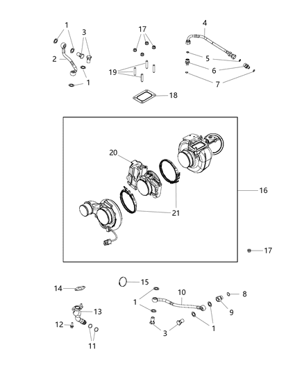 2010 Dodge Ram 2500 Turbocharger & Hoses / Tubes Diagram