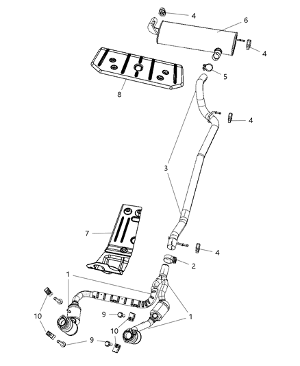 2008 Jeep Wrangler Exhaust Muffler And Tailpipe Diagram for E0019446AA
