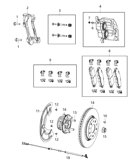 2020 Jeep Wrangler Pin-Disc Brake Diagram for 68317915AA