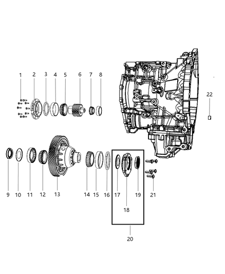 2008 Chrysler Sebring Output Pinion & Differential Diagram