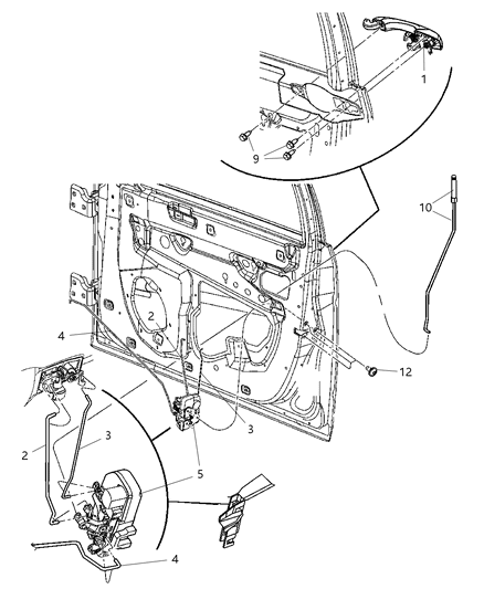 2007 Chrysler 300 Door, Front Exterior Handle & Links Diagram