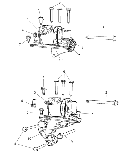 2007 Dodge Caliber Insulator Engine Mount Diagram for 5105492AD